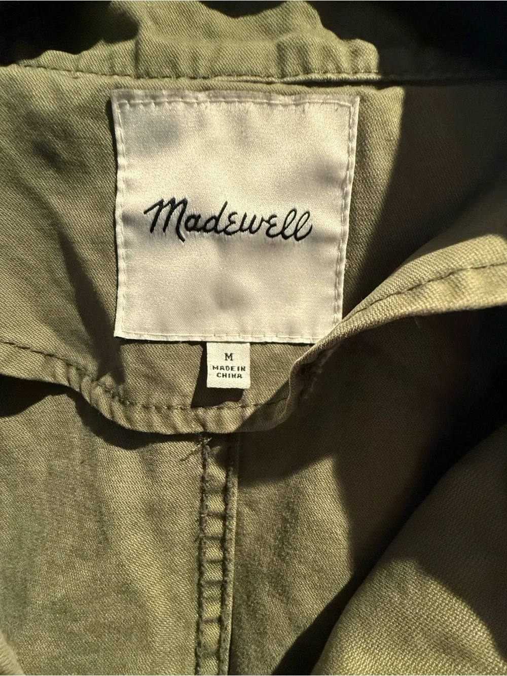 Madewell Olive Green Utility Jacket Cinch Waist Military Anorak Cotton M - Picture 5 of 6